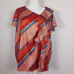 Lane Bryant 3X Multi-Color Pullover Short-Sleeve Blouse